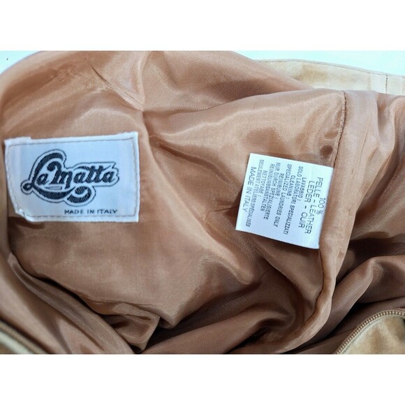La Matta Suede Leather Women Pant Italy Brown High Waist Pleated Size Small - Picture 3 of 12